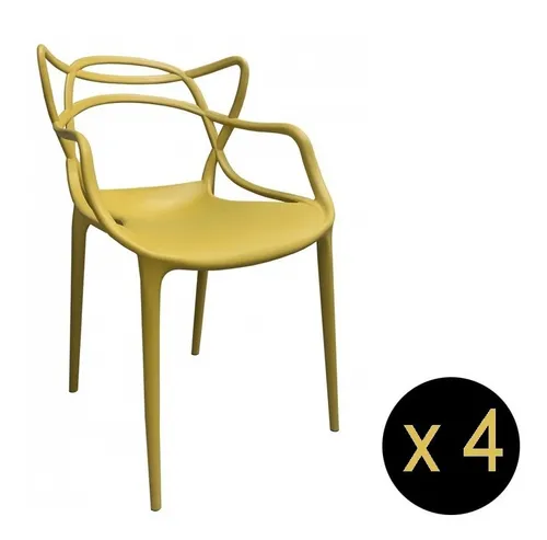 Set X 4 Silla Diseño Master Color Mostaza Interior Exterior