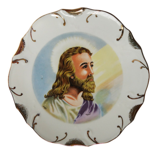 Plato Japonés De 1942 Fina Porcelana, Jesús, Pintado A Mano 