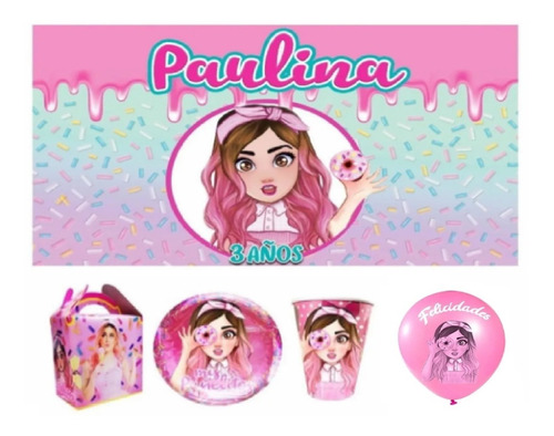 Pastelitos Kit 20 Niños Niñas Lona Personalizada Donas