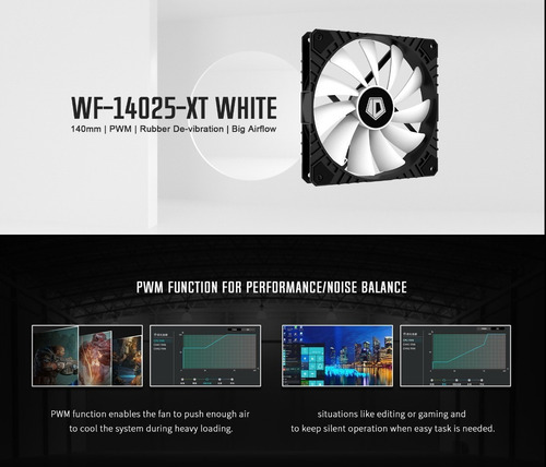 Imagen 6 de 6 de Cooler 140mm Id-cooling Wf-14025-xt Pwm Alta Presión Blanco