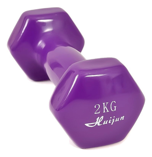 Mancuerna De 2 Kg Vinyl Dumbbell - Vinílica - Hexagonal Color Violeta