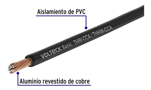 Cable Eléctrico Calibre #8, Aluminio-cobre, Volteck 40205