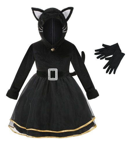 Disfraz De Gato Yolsun Para Niñas Con Guantes Y Cinturón Dis