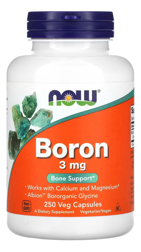 Boron 3mg Now Foods 250 Veg Caps Importado