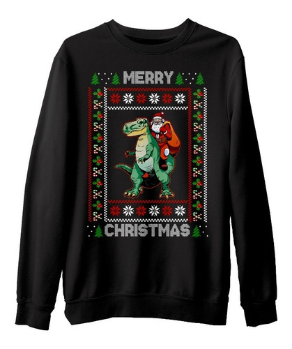 Sudadera Suéter T Rex Santa Ugly Sweater Navidad Unisex