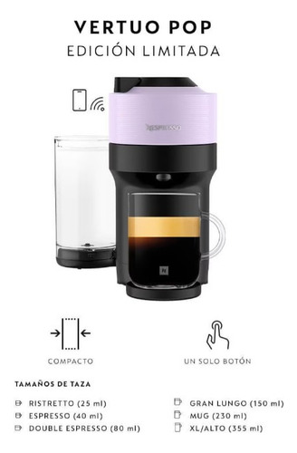 Cafetera Nespresso Vertuo Pop Lila