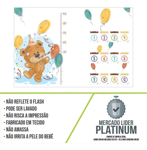 Imagem 3 de 5 de Cenário Mesversário Ursinho Aniversário Com Moldura Mdf 3mm