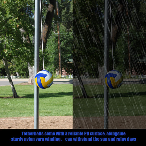 Juego De 2 Bolas De Amarre Y Cuerda Para Tetherball Yellow, Blue, White
