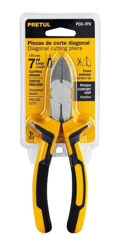 Imagen 3 de 8 de Alicate Corte Diagonal 7¨ Acero Pretul Pinza Grip Truper