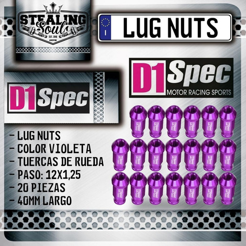 D1 Spec | Lug Nuts | Tuercas Ruedas 12x1,25 Violeta | X20