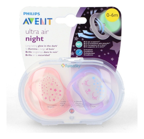 Avent Chupete Ultra Air Nocturno X2 Unidades