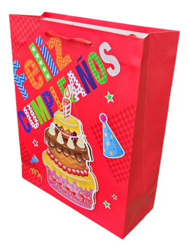 6 Pz Bolsa De Regalo Feliz Cumpleaños.mediana.papel Encerado