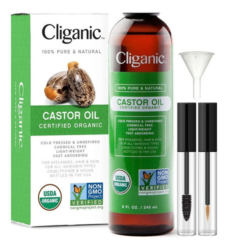 Cliganic Castor Oil 100% Pure & Natural 4oz 240ml