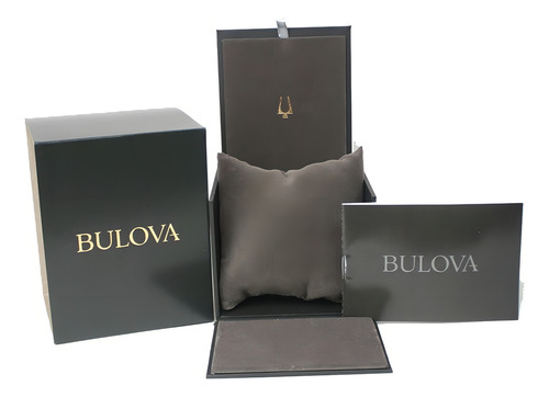 Relógio Bulova Automatic Open Heart 97a140 Cor da pulseira: preto, cor do bisel, rosa, ouro, cor de fundo, preto