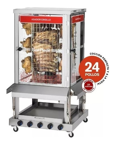 Super Asador Criollo 24 Pollos 4 Puertas Sol Real Sin Humo