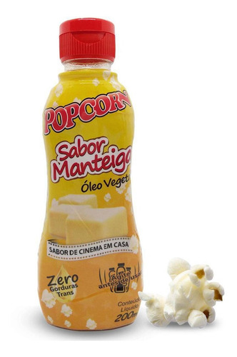 Manteiga De Cinema Óleo Vegetal Sabor Manteiga Popcorn 200ml