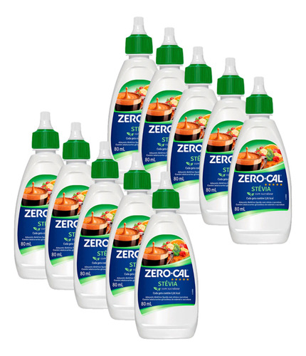 Adoçante Zero Cal Stévia Liquido 80ml Kit 10