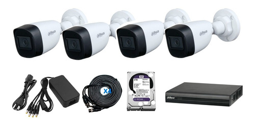 Kit 4 Camaras Dahua 5mp Con Microfono Dvr 4ch Siames 2tb Pur