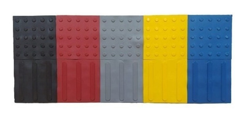 Piso Tátil Pvc Argamassado Alerta - Kit 10 Pcs Cor Preto