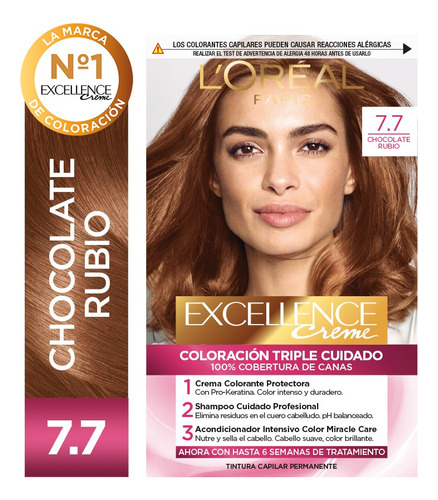 Kit De Coloración Excellence Creme L'oréal Paris Tono 7.7 Chocolate Rubio