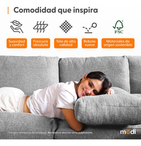 Sofá Sala Seccional Modular Plus De 4 Plazas Moderno | Gris Claro Liso