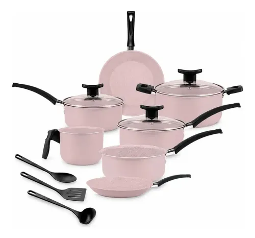 Jogo De Panelas Brinox 10 Peças Ceramic Life Floria Rosa