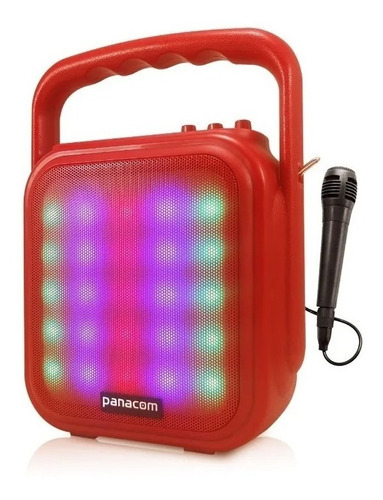 Parlante Portatil Panacom Sp3052 Bt Radio Fm Usb + Microfono Color Rojo