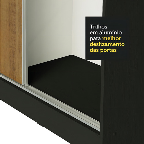 Guarda Ropa Closet Madesa Royale 3 Puertas 2 Espejo Color Negro/Marrón