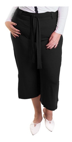 Roupa Feminina Calça Pantacourt Plus Size C/ Fenda E Cinto