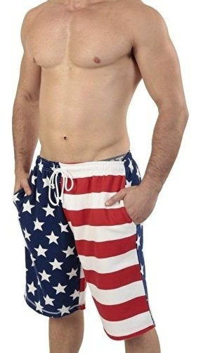 Licensed Mart Patriotic American Usa Flag Pantalones Cortos 