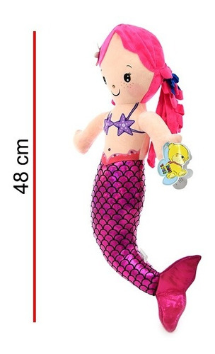 Imagen 3 de 5 de Peluche Sirena 48 Cm Con Brillos Sirenita Muñeca Pepona Ed