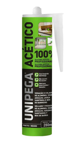 Silicone Acético Preto 280ml Unipega - Exp0509.0331