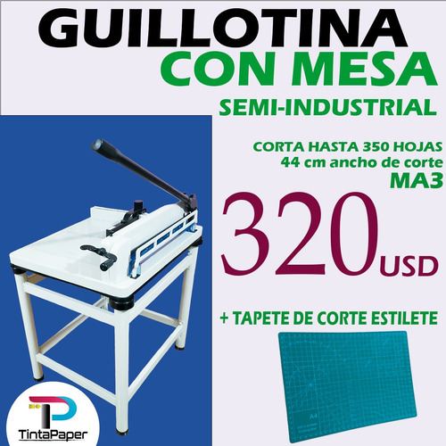 Imagen 1 de 2 de Guillotina Semi-industrial A3 + Mesa + Tapete Corte