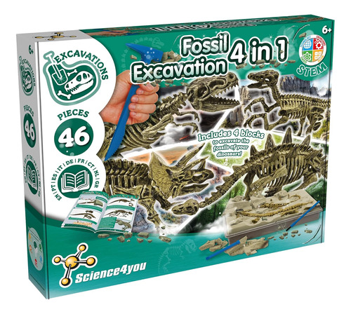 Science4you - Excavaciones Fosiles 4 En 1, Kit Explorador