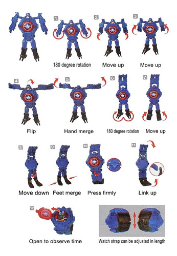 Reloj Captain America Proyecta Cambia Robot Navidad Genieka