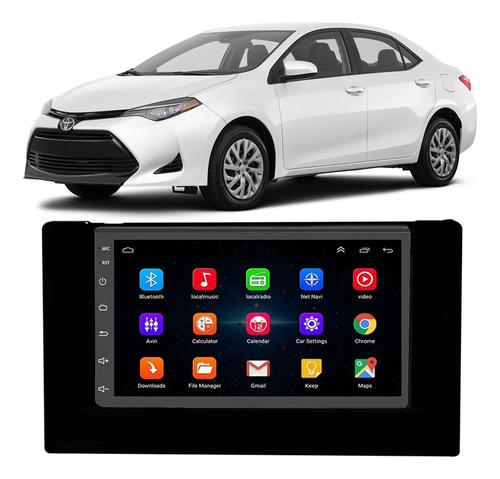 Kit Central Multimídia Android Corolla 2018 2019 2 Din Black