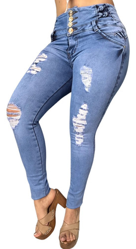 5 Jeans Dama Mezclilla Levanta Pompa Colombiano Push Up
