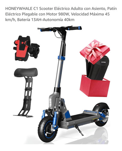 Honeywhale C1 Scooter Eléctrico 45km/h Azul (Usado)