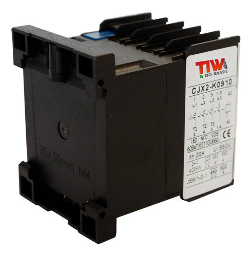 Kit Com 2 Mini Contatoras 9a 220v Tiwa 50/60 Hz Lc1k-0910m7