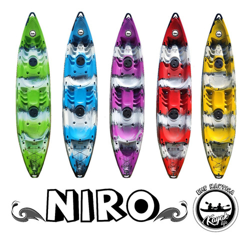 Imagen 3 de 8 de Kayak Triple Niro By Emp Nautica Ideal Pesca 2 Posacañas