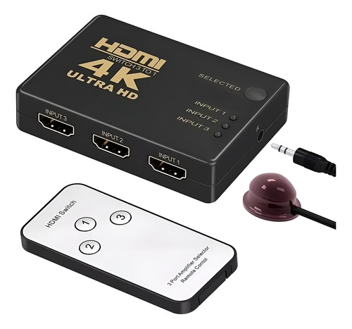 Switch Hdmi 3x1 4k Selector + Control Remoto