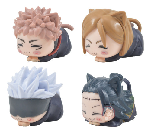 Figura Muñeco Jujutsu Kaisen Gojo Geto Yuji Nobara Gatito X4