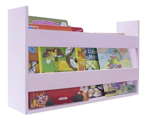 Porta Livros E Revistas De Parede 50x30x11 Rosa Baby