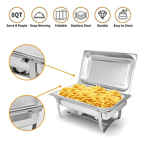 Juego De Buffet De Acero Inoxidable De 8 Cuartos De Galón, P