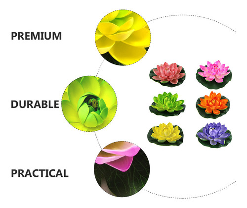 Flores De Loto Flotantes, Hojas De Loto Artificiales, 6 Unid