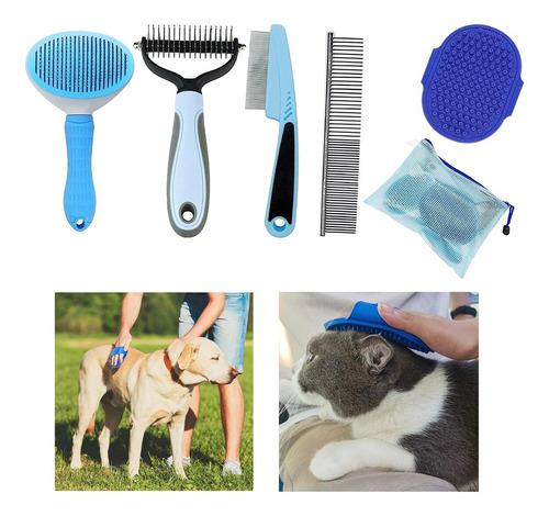  5pcs Juego Cepillos Para El Pelo De Mascotas, Antienredos