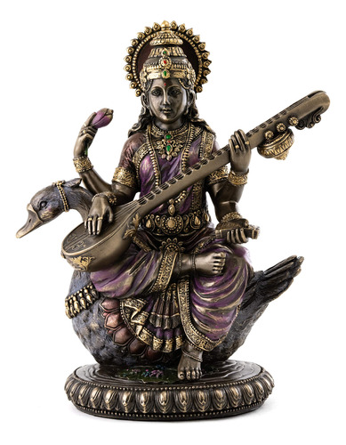 Hindu Diosa Musica Conocimiento Saraswati Sentado Cisne Vina