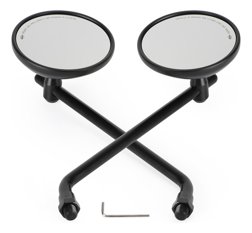 Mirror 3 Round Black Para Café Classic Bobber Chopper Custom