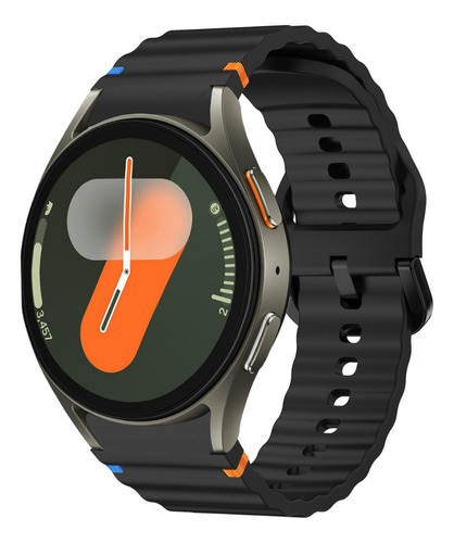 Pulseira Fecho Silicone Respirável Para Galaxy Watch 4 5 6 7 Cor Preto