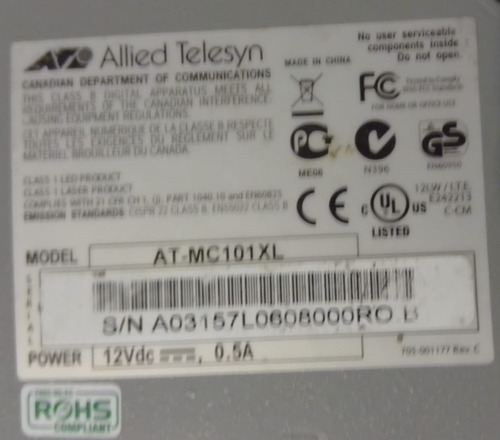 Allied Telesyn At-mc101xl Fast Ethernet Media Converter (Usado)
